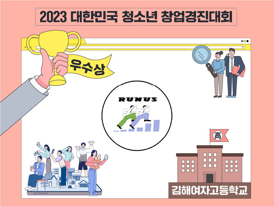 2023 대한민국 청소년 창업경진대회
우수상 RUNUS 김해여자고등학교
